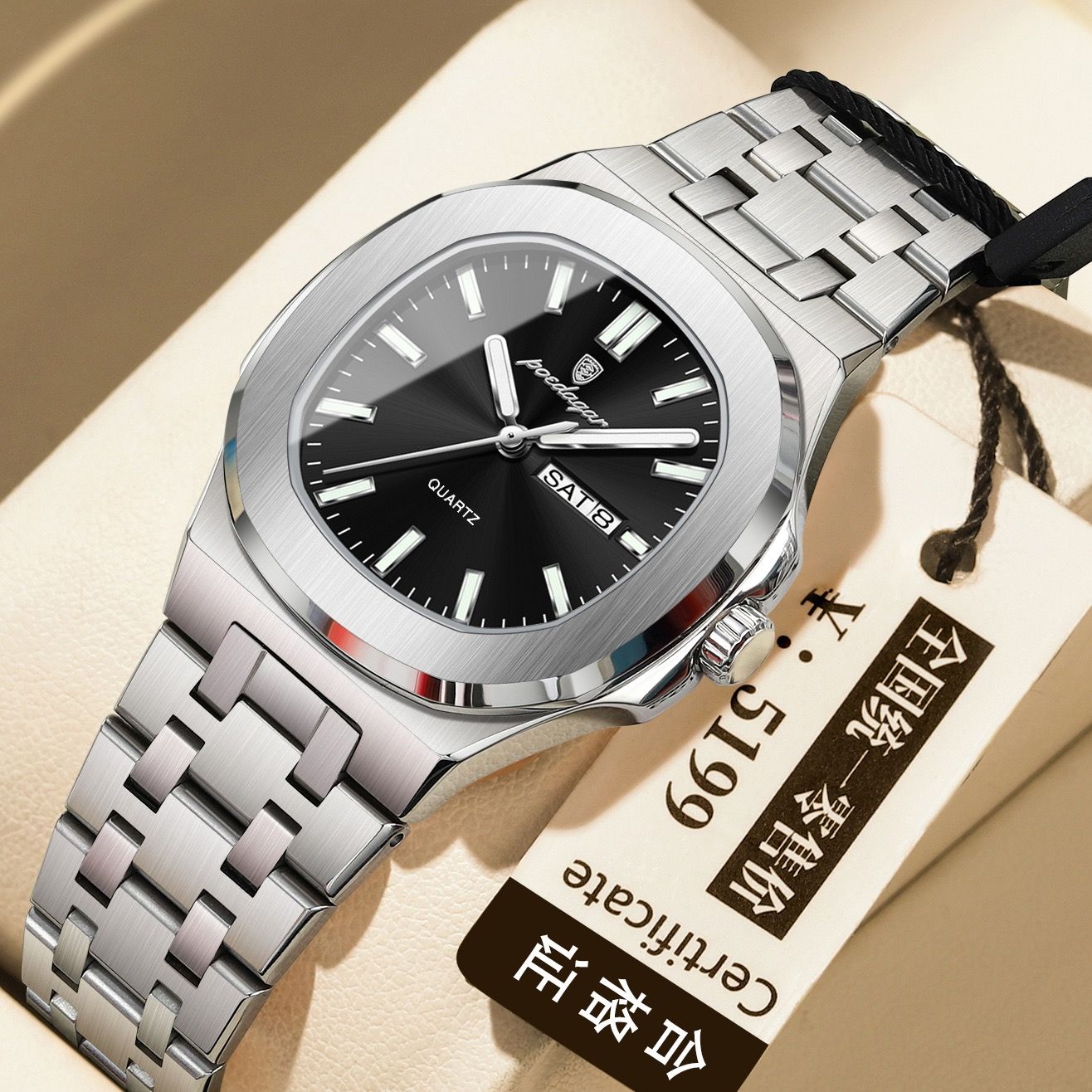 Poedagar 792 Luxury Elegant Stainless Steel Girl Reloj Waterproof Luminous Date Quartz Watch for Women