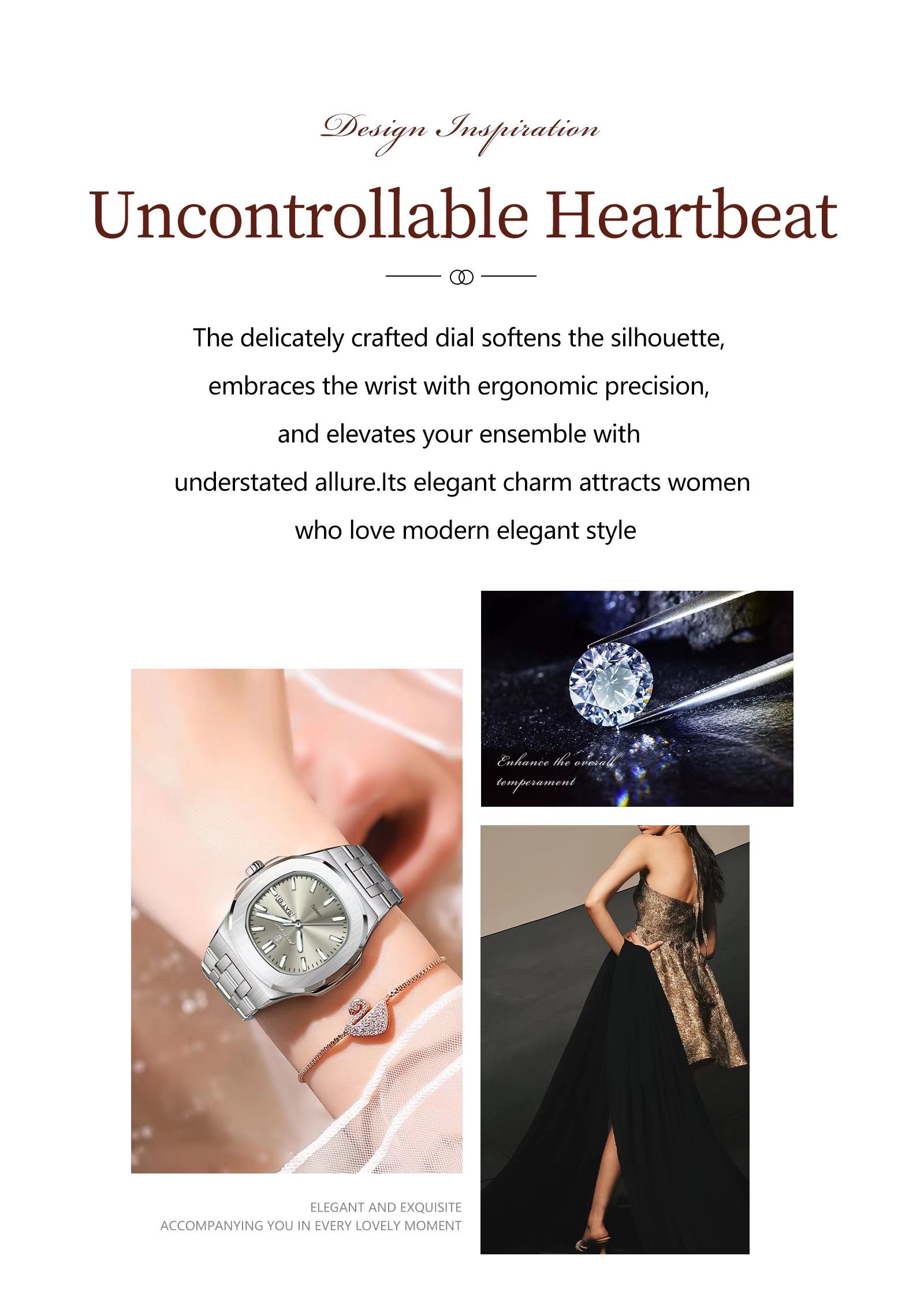 Poedagar 792 Luxury Elegant Stainless Steel Girl Reloj Waterproof Luminous Date Quartz Watch for Women