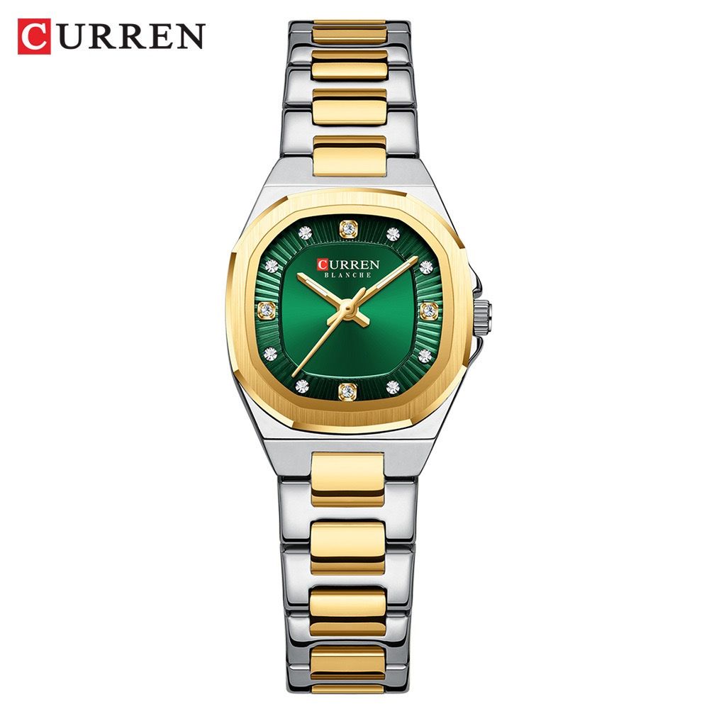 CURREN 9104 New 30 Meters Waterproof Fashion Leisure Luxury Square Diamond Women Watches Quartz Stainless Steel Watch for Ladies