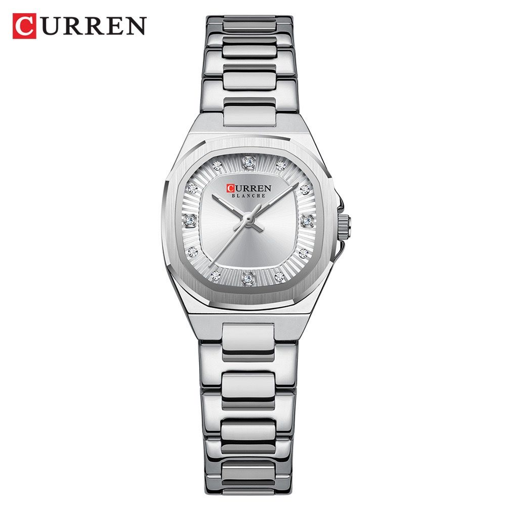 CURREN 9104 New 30 Meters Waterproof Fashion Leisure Luxury Square Diamond Women Watches Quartz Stainless Steel Watch for Ladies