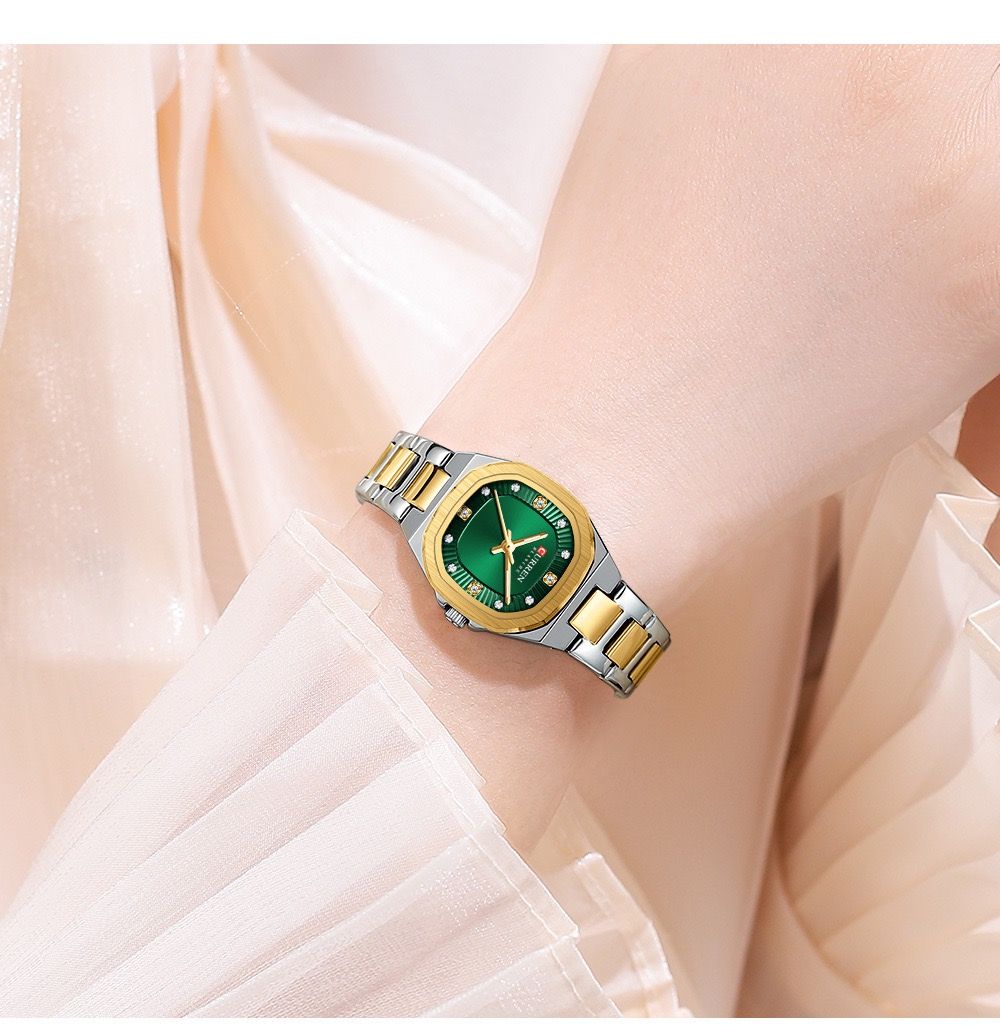 CURREN 9104 New 30 Meters Waterproof Fashion Leisure Luxury Square Diamond Women Watches Quartz Stainless Steel Watch for Ladies