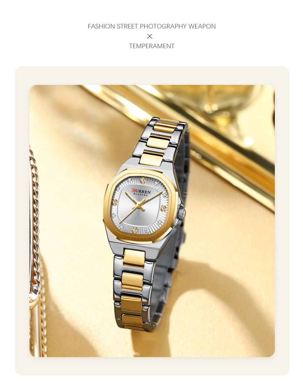 CURREN 9104 New 30 Meters Waterproof Fashion Leisure Luxury Square Diamond Women Watches Quartz Stainless Steel Watch for Ladies