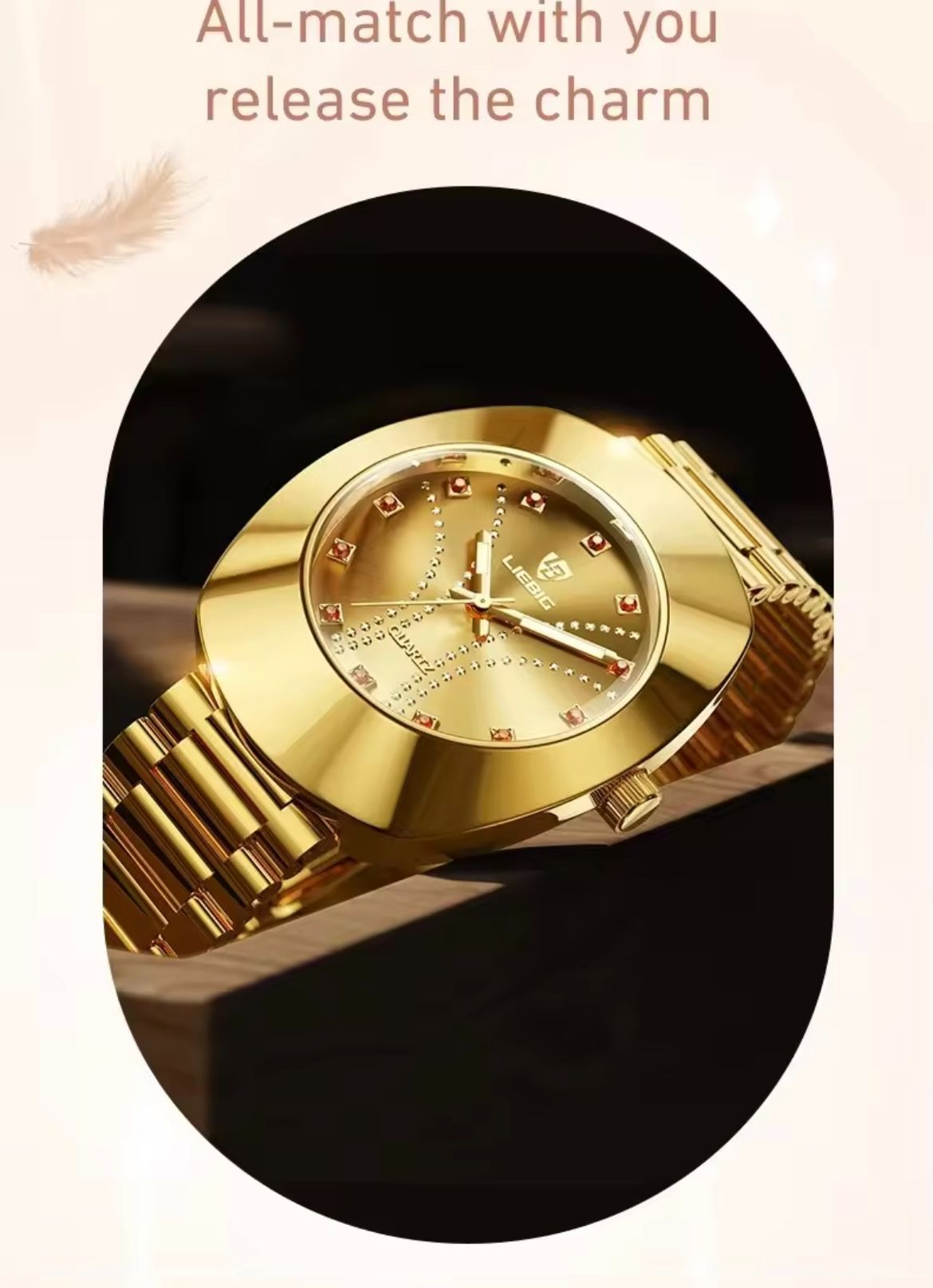 SKMEI  L1021 LIEBIG Montres De Luxe Custom Stainless Steel Wrist Gold Japan Movement Watches Luxury Quartz Orologi Men Watcho Uomo