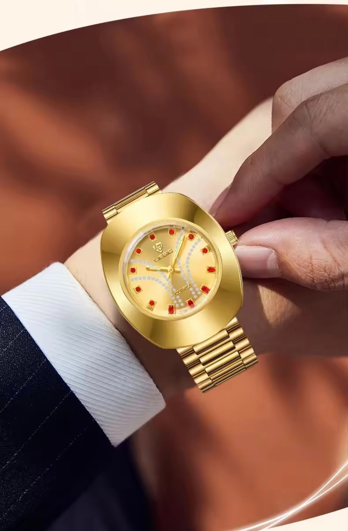 SKMEI  L1021 LIEBIG Montres De Luxe Custom Stainless Steel Wrist Gold Japan Movement Watches Luxury Quartz Orologi Men Watcho Uomo