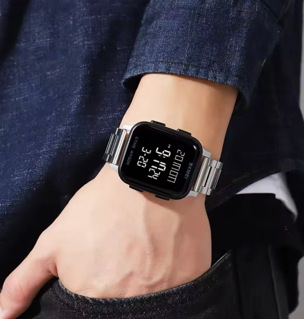 SKMEI 1859 Watches Sports Watches Analog Digital Stainless Steel Shock Led Wristwatches Relogio Masculino