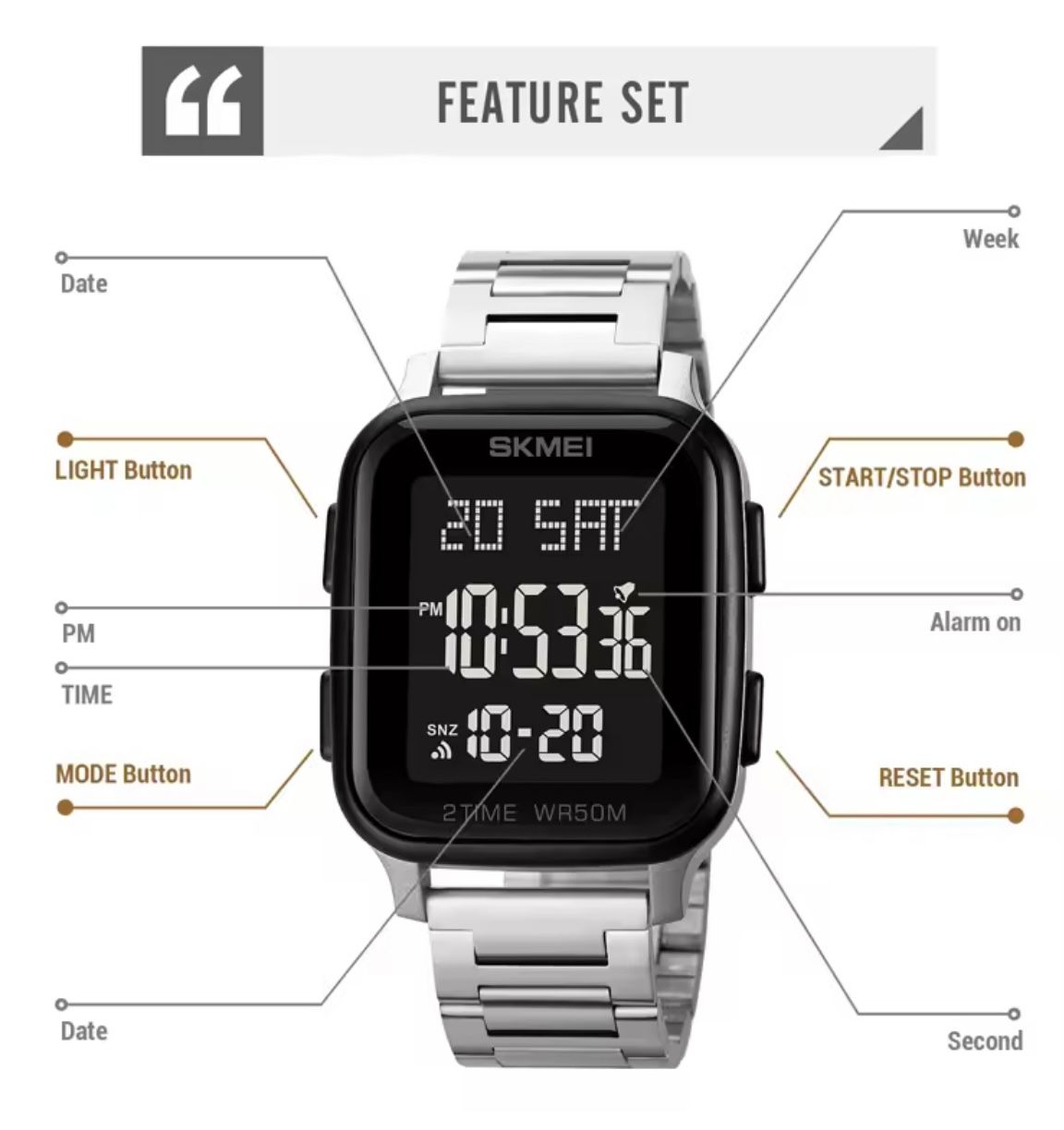 SKMEI 1859 Watches Sports Watches Analog Digital Stainless Steel Shock Led Wristwatches Relogio Masculino