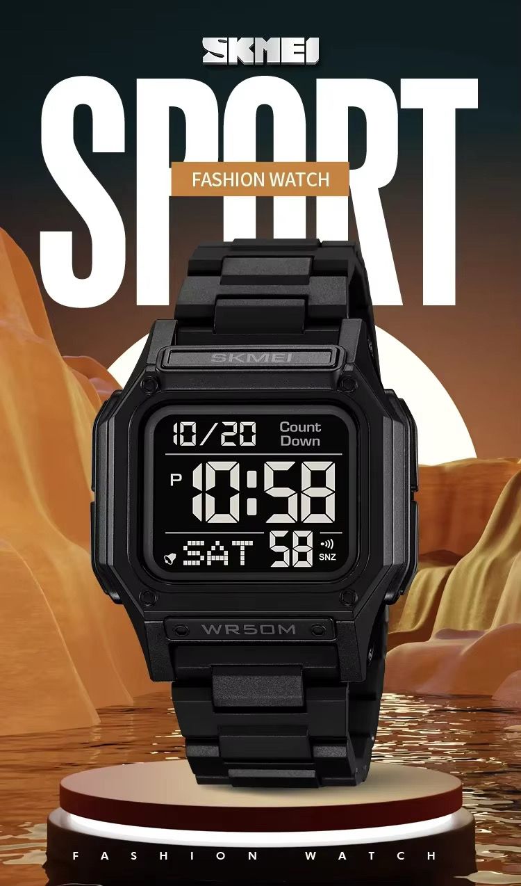 Skmei 2264 Watch Men Waterproof Dual Wristwatches Fashion Digital Electronic Movement LED Chronograph Alarm Clock Men's Watches