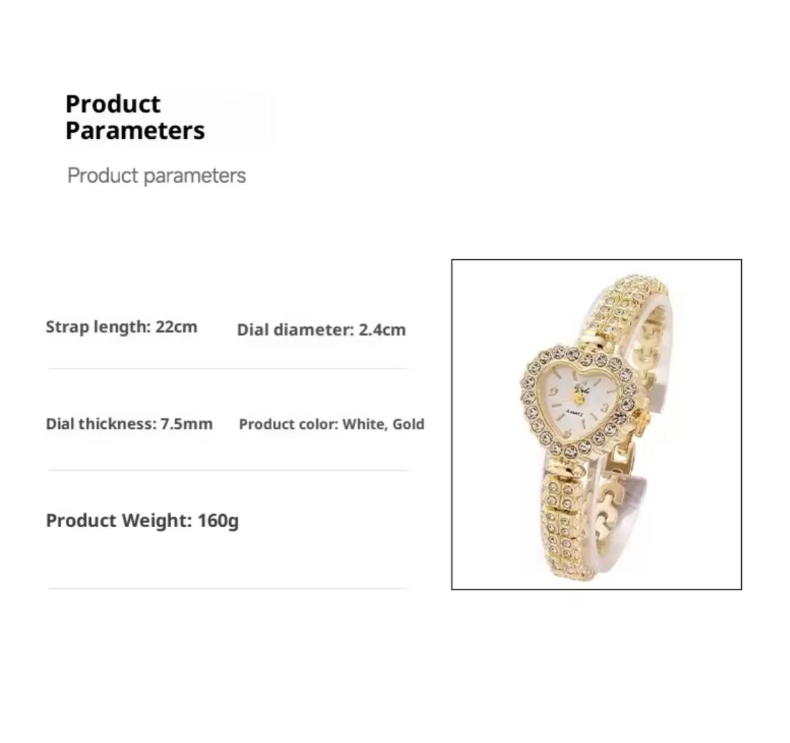 Love Gifts for Girlfriend Wife 4pcs Jewelry Romantic Gift Set Red Heart Shape Box Necklace Earrings Ring Watch Set for Women