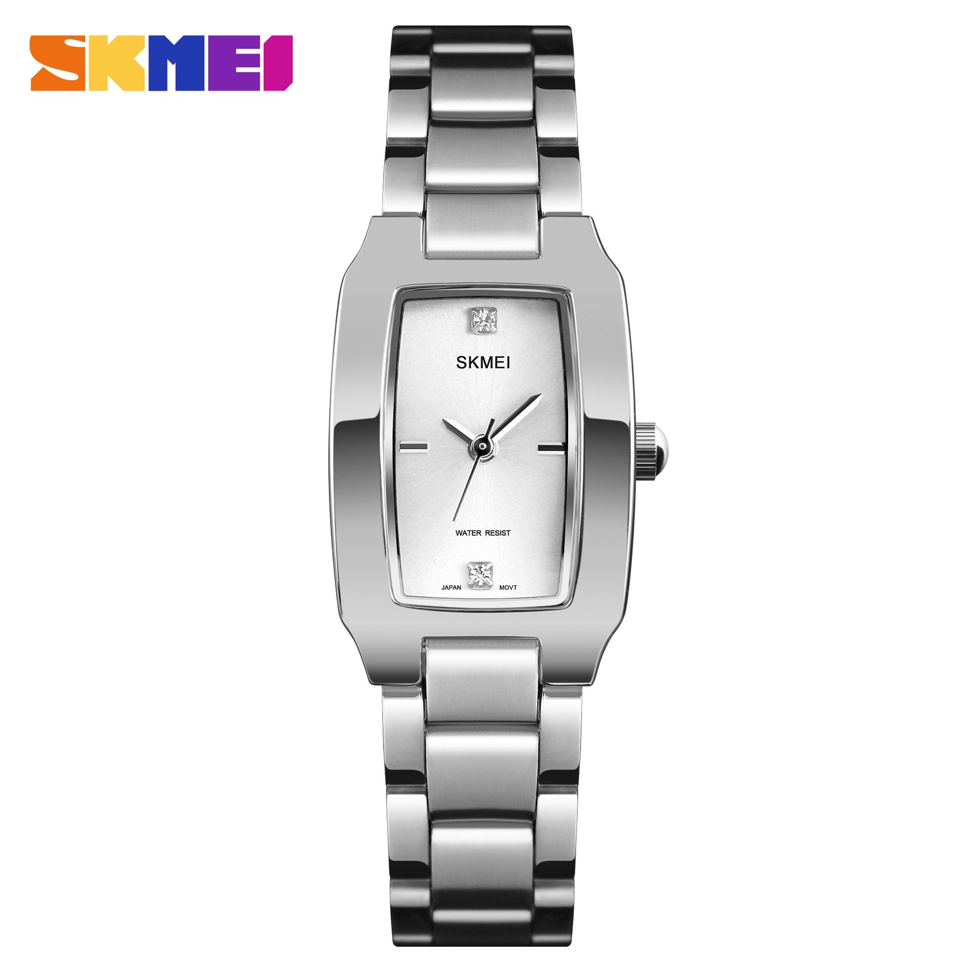 SKMEI 1400 Fashion Thin Casual Dress Luxury Silver Ladies Rhinestone Waterproof Women Watches