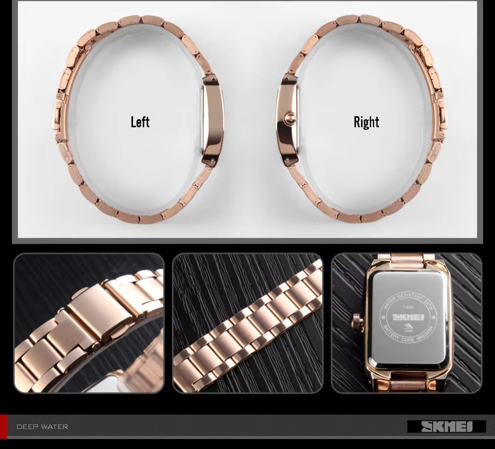 SKMEI 1400 Fashion Thin Casual Dress Luxury Silver Ladies Rhinestone Waterproof Women Watches