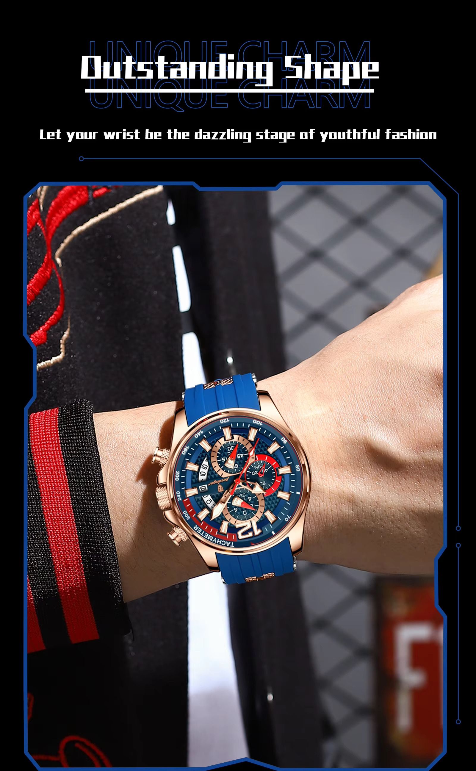 POEDAGAR 898 Montre Homme Reloj New Arrival Men Fashion Quartz Chronograph Sport Silicone Band Luminous Waterproof Watch for Men