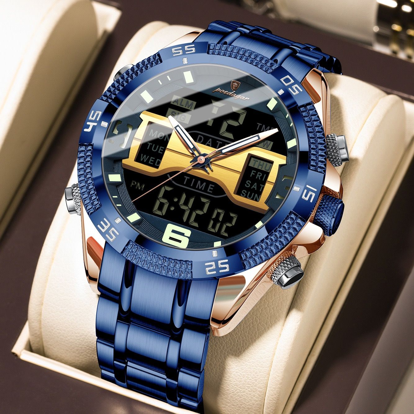 POEDAGAR E103 Fashion Luminous Sport Man Watch Luxury LED Display Men Wristwatch Waterproof Calendar Quartz Watch Montres Hommes