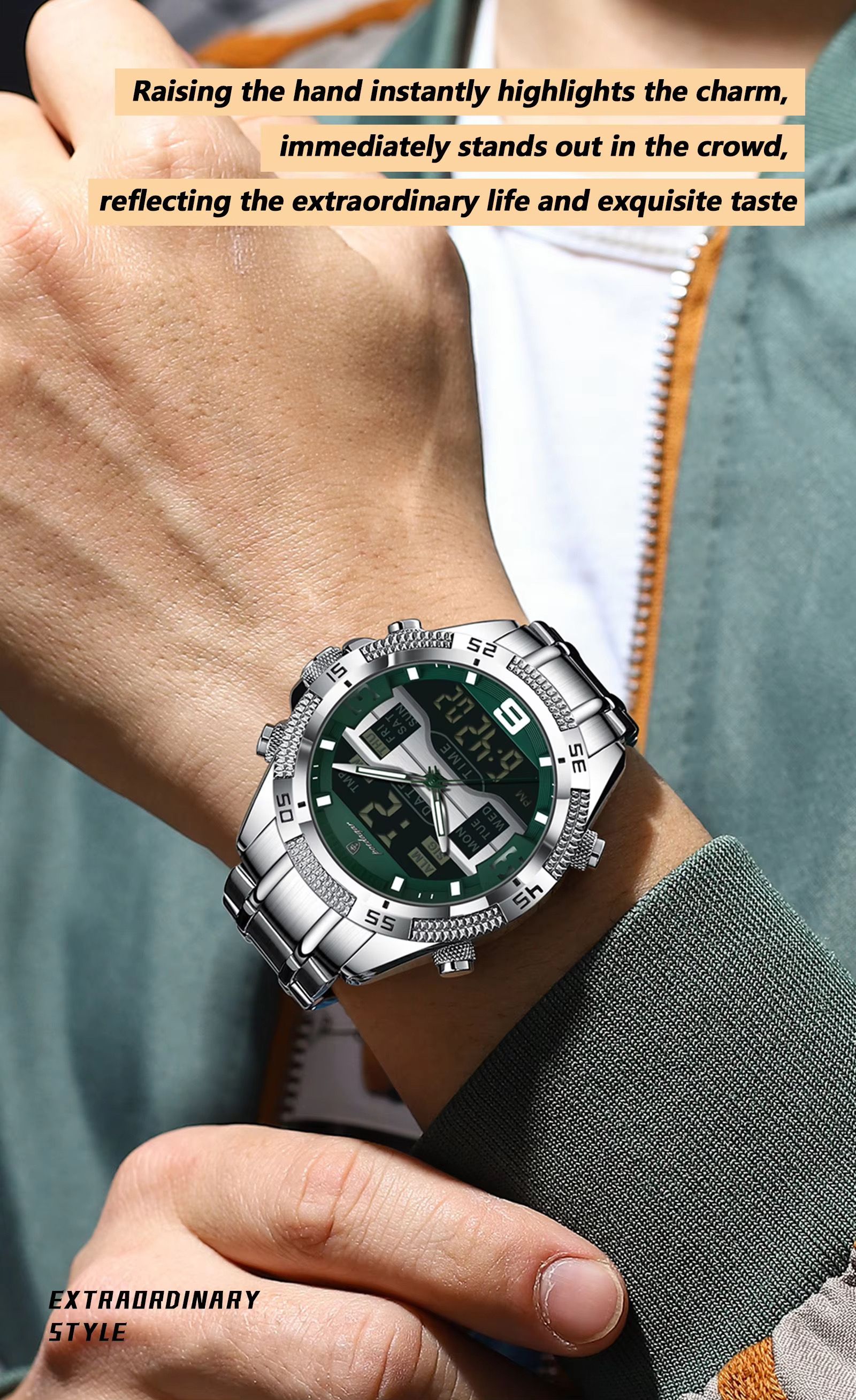 POEDAGAR E103 Fashion Luminous Sport Man Watch Luxury LED Display Men Wristwatch Waterproof Calendar Quartz Watch Montres Hommes