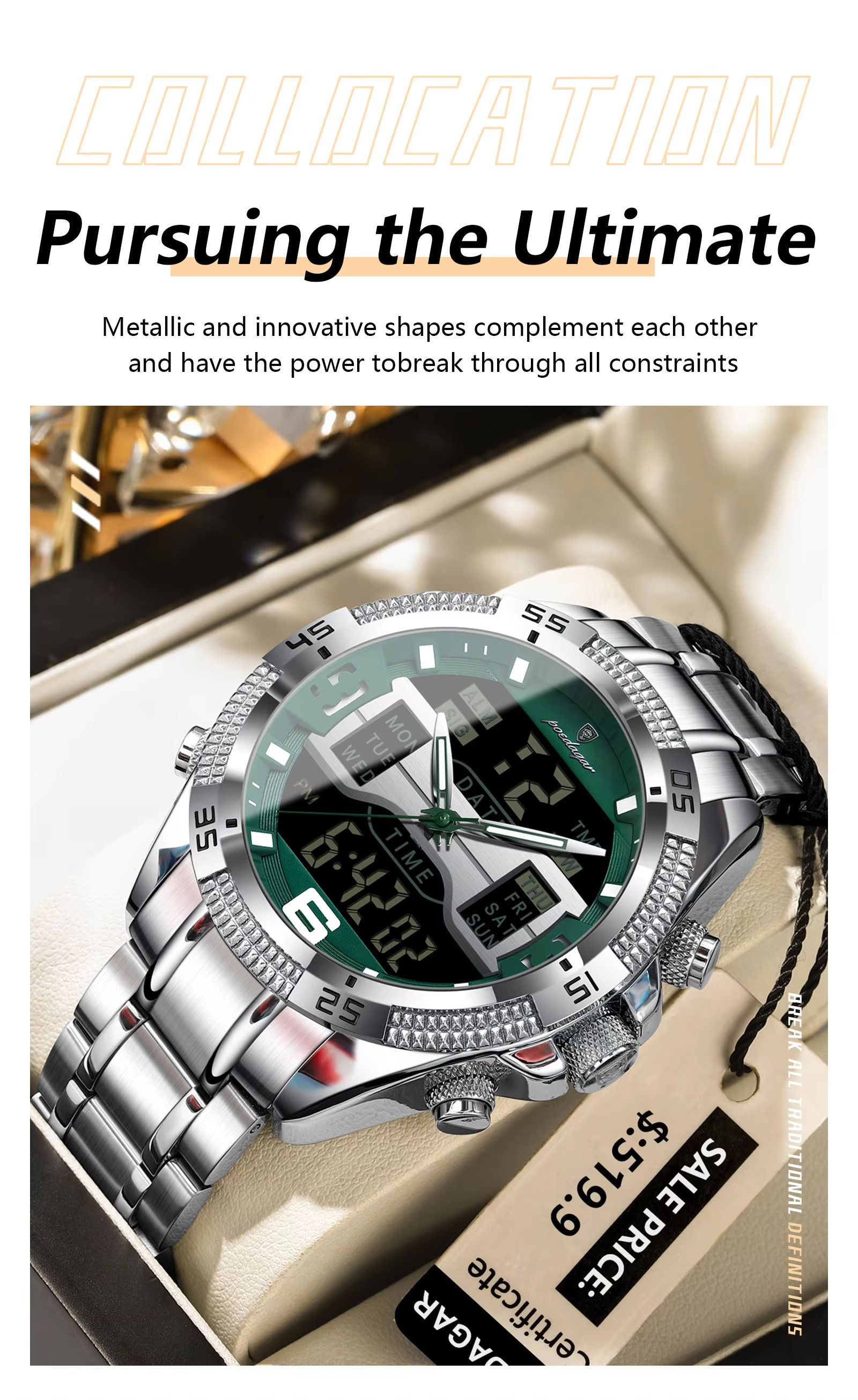 POEDAGAR E103 Fashion Luminous Sport Man Watch Luxury LED Display Men Wristwatch Waterproof Calendar Quartz Watch Montres Hommes