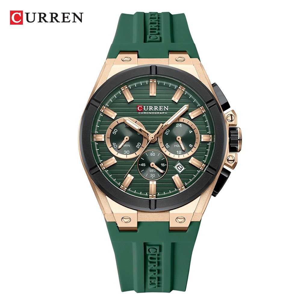 CURREN 8487 Top Brand Men's Sport Quartz Watch Men Silicone Chronograph Quartz Wristwatch Calendar Male Clock Relogio Masculino