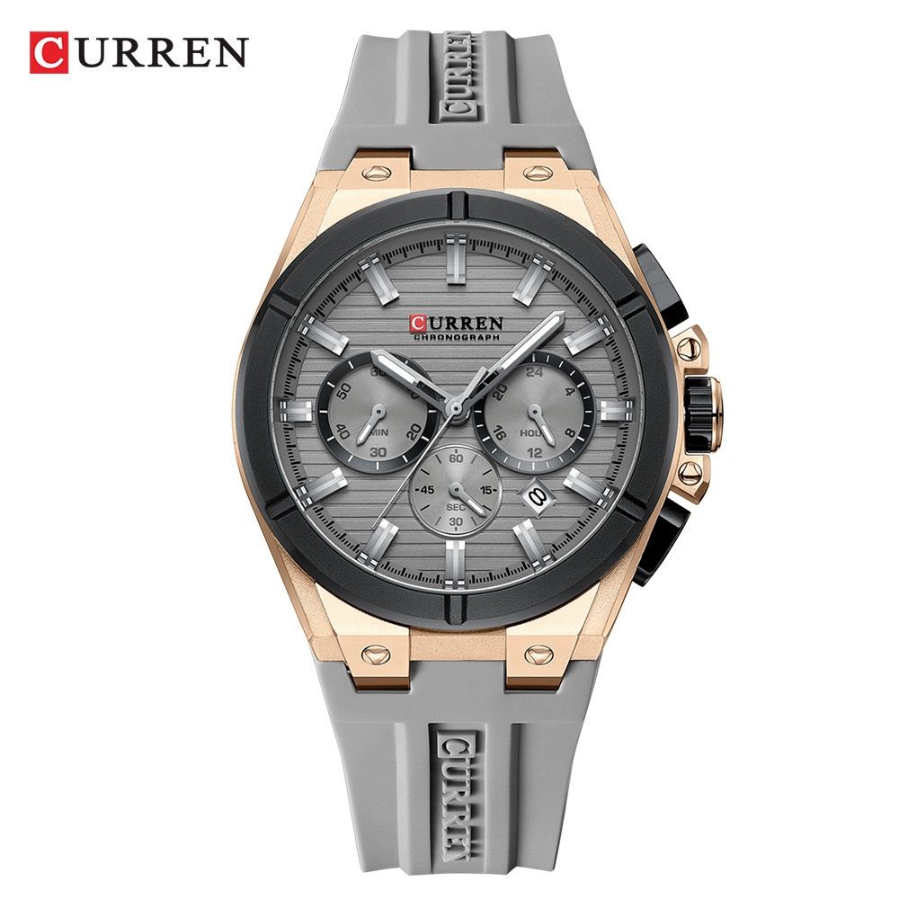 CURREN 8487 Top Brand Men's Sport Quartz Watch Men Silicone Chronograph Quartz Wristwatch Calendar Male Clock Relogio Masculino