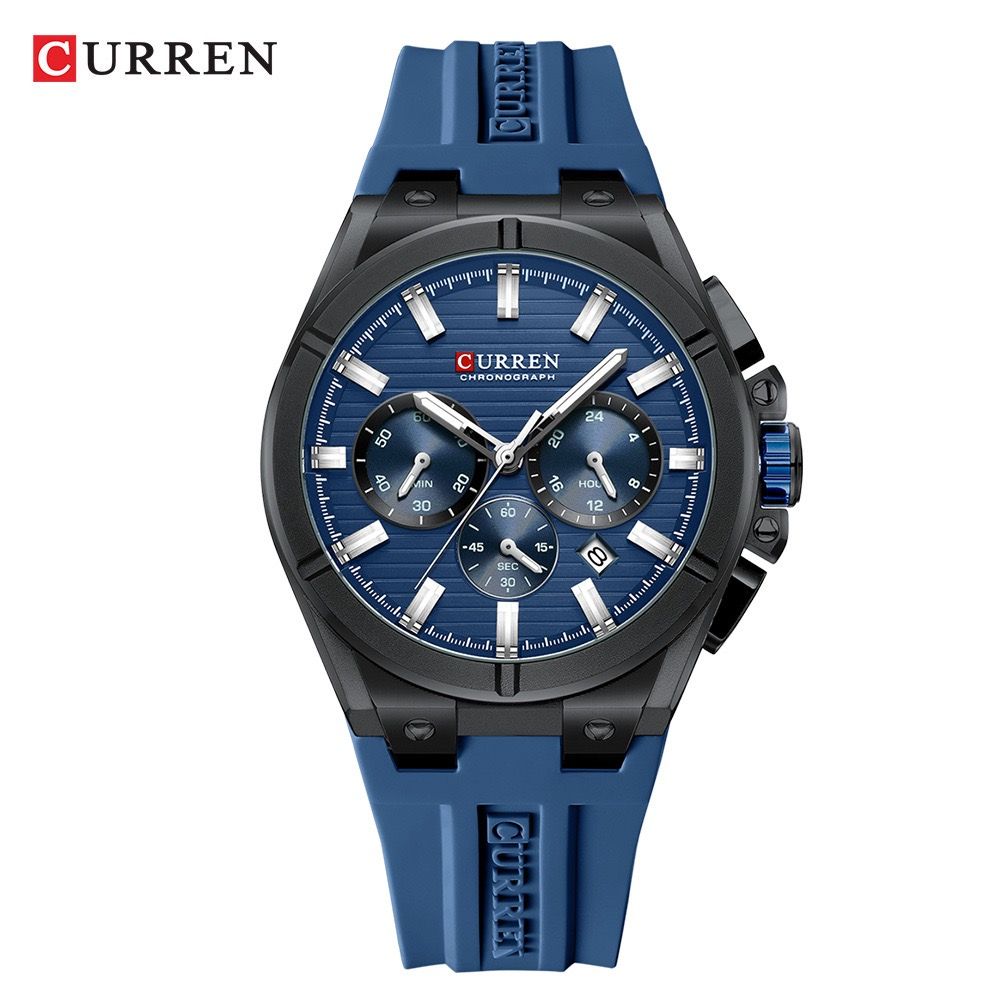 CURREN 8487 Top Brand Men's Sport Quartz Watch Men Silicone Chronograph Quartz Wristwatch Calendar Male Clock Relogio Masculino
