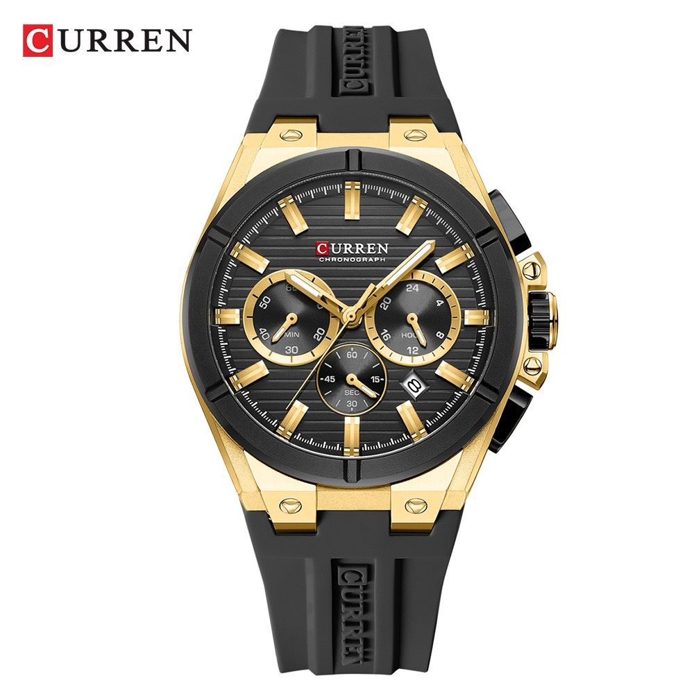 CURREN 8487 Top Brand Men's Sport Quartz Watch Men Silicone Chronograph Quartz Wristwatch Calendar Male Clock Relogio Masculino