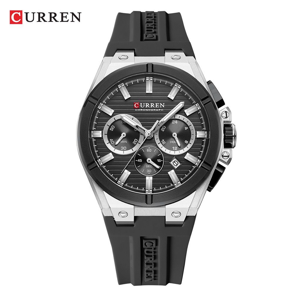 CURREN 8487 Top Brand Men's Sport Quartz Watch Men Silicone Chronograph Quartz Wristwatch Calendar Male Clock Relogio Masculino