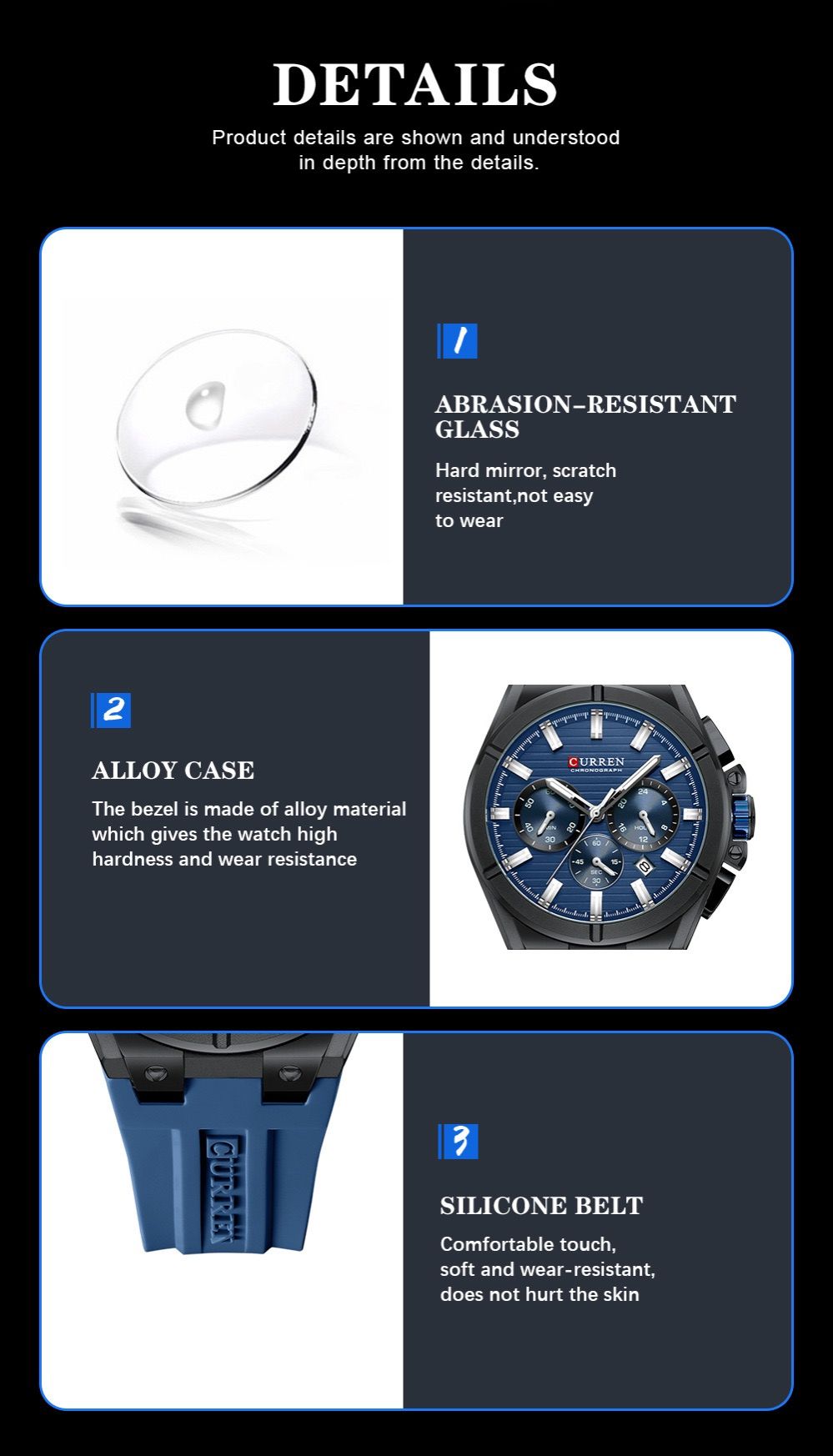 CURREN 8487 Top Brand Men's Sport Quartz Watch Men Silicone Chronograph Quartz Wristwatch Calendar Male Clock Relogio Masculino