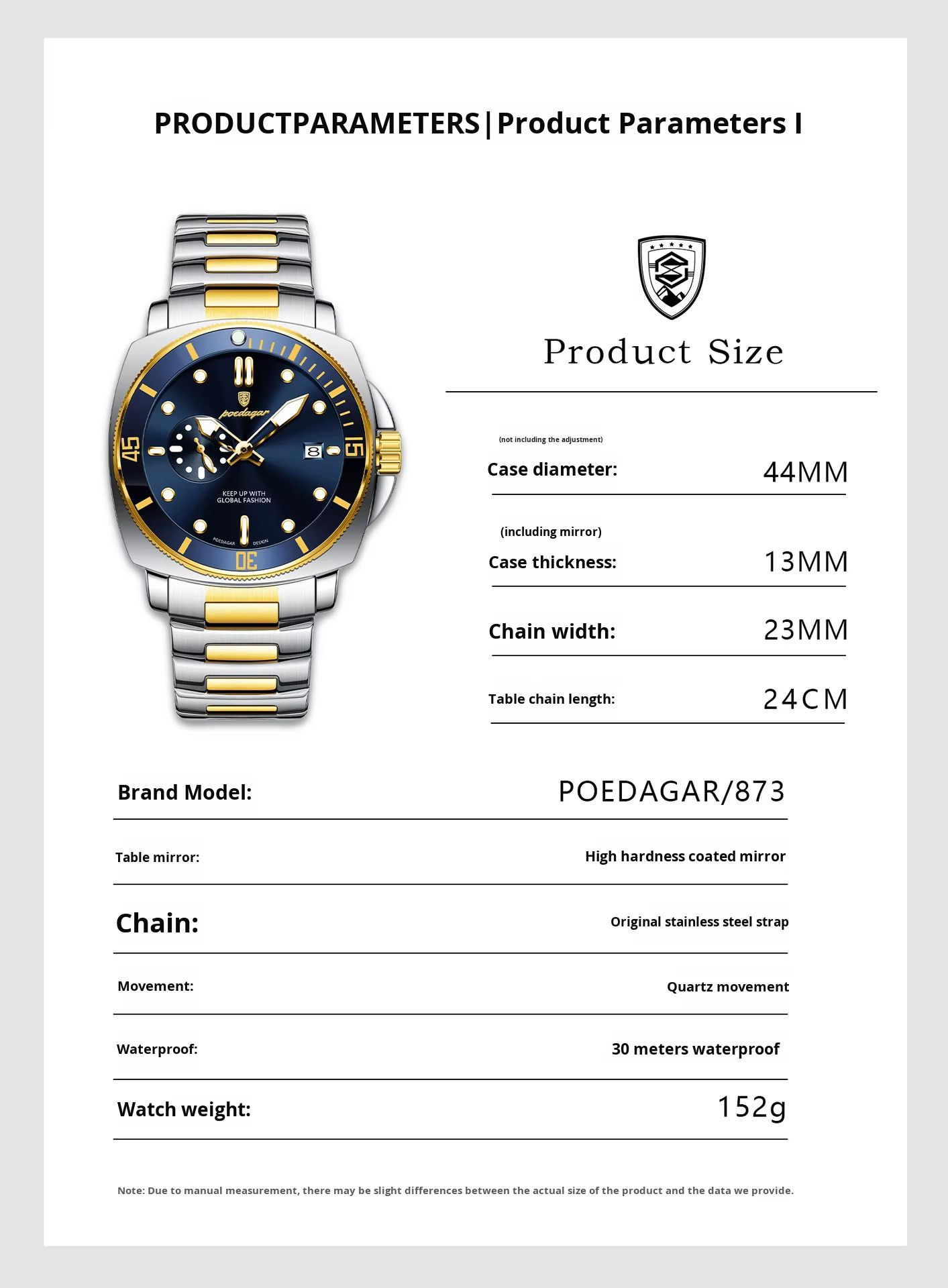 POEDAGAR 873 Stainless Steel Quartz Watches Date Display Unique Charm Classic Men Watch Luminous Hands Waterproof Reloj Clock
