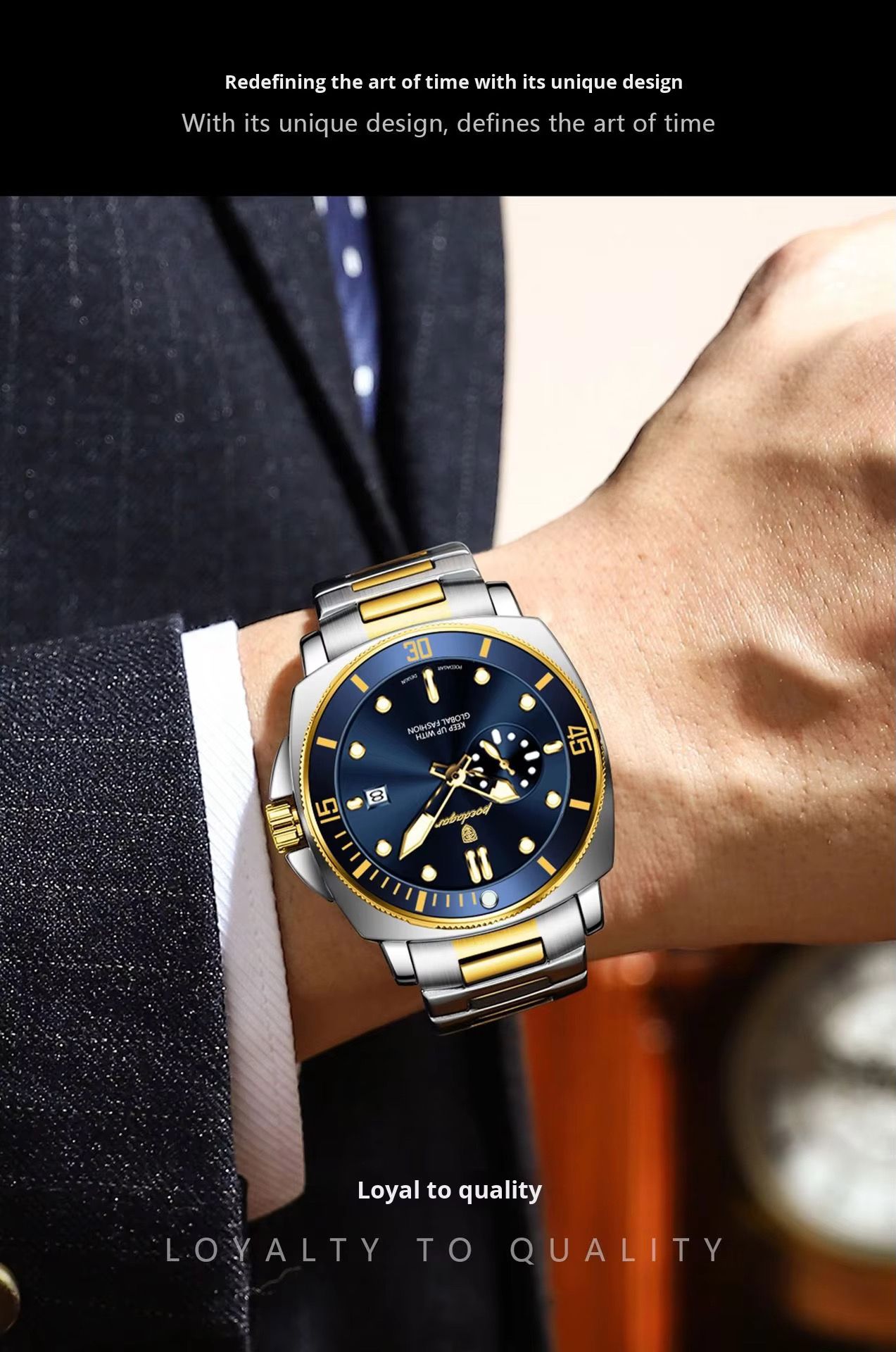 POEDAGAR 873 Stainless Steel Quartz Watches Date Display Unique Charm Classic Men Watch Luminous Hands Waterproof Reloj Clock