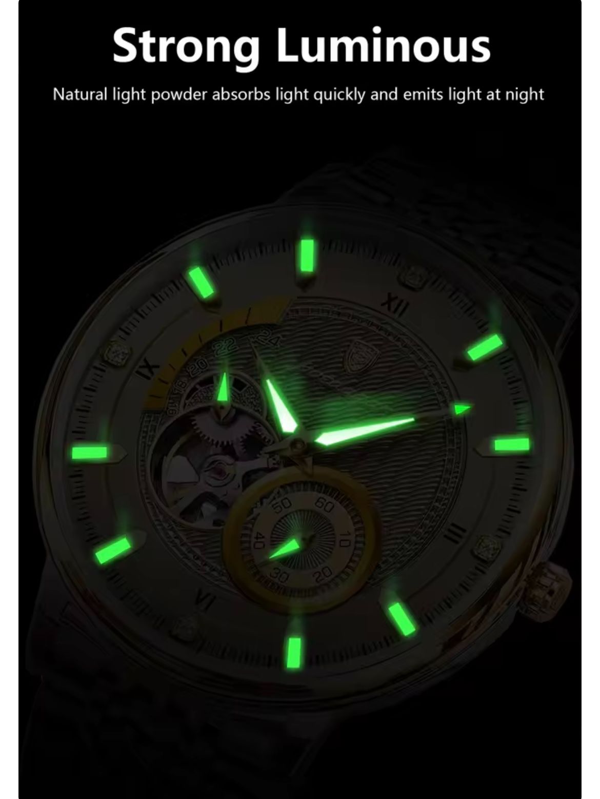 POEDAGAR 1416 Luxury Man Wristwatch Luminous Hollow Tourbillon Stainless Steel Men Clock Mechanical Automatic Watches Reloj