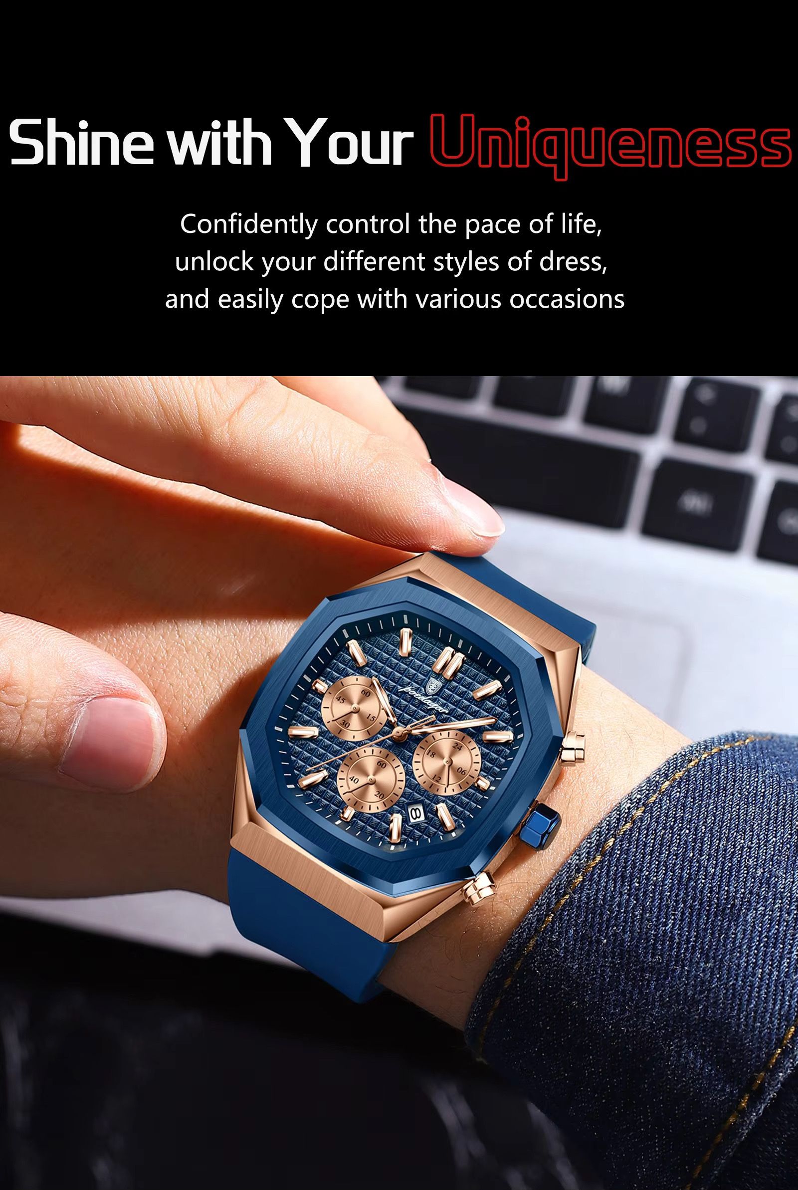 Poedagar 893 New Silicone Strap Mens Watches Waterproof Luminous Chronograph Quartz Watches for Men