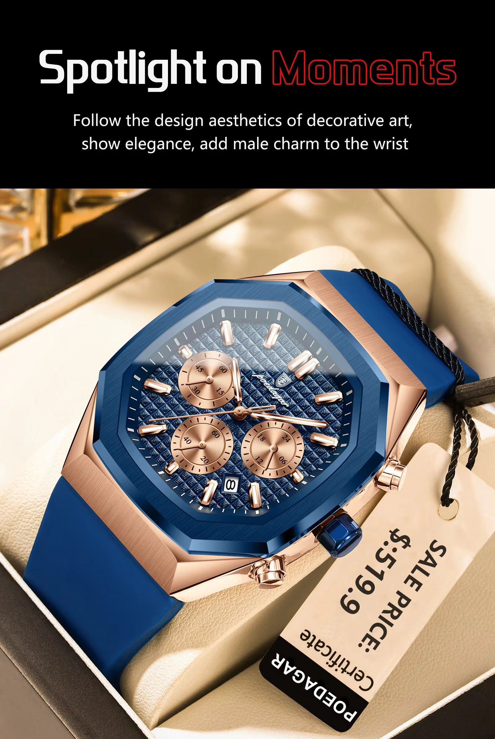Poedagar 893 New Silicone Strap Mens Watches Waterproof Luminous Chronograph Quartz Watches for Men
