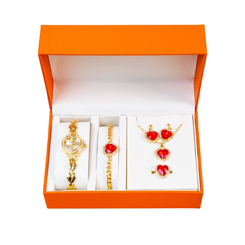 Fashion Women's Gifts Wholesale Trend Quartz Watch Set Bracelet Five Piece Necklaces, Earrings, Rings, Bracelets for Girls