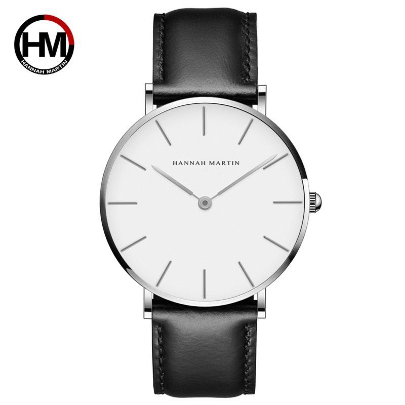 New Hannah Martin CB01 Men's Women's Wristwatch Rose Gold Case Waterproof Alloy Buckle Leather Strap Glass Pointer