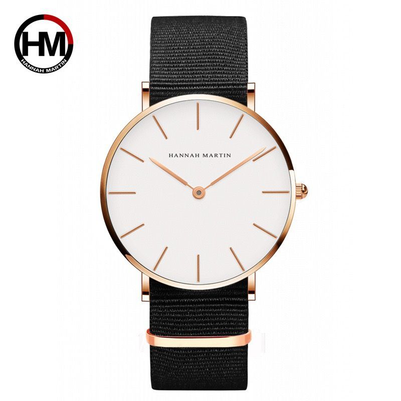 New Hannah Martin CB01 Men's Women's Wristwatch Rose Gold Case Waterproof Alloy Buckle Leather Strap Glass Pointer