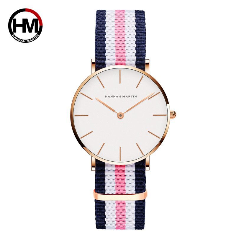 New Hannah Martin CB01 Men's Women's Wristwatch Rose Gold Case Waterproof Alloy Buckle Leather Strap Glass Pointer