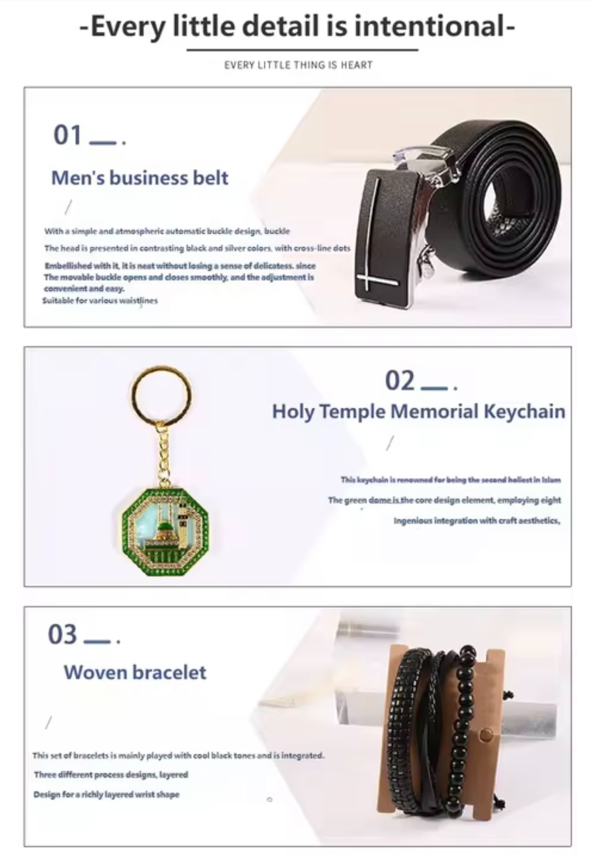 2026 Trading Products Luxury Business Watch Black Gift Set Mens PU Leather Wallet and Belt Father's Day Gift Set with Keychain