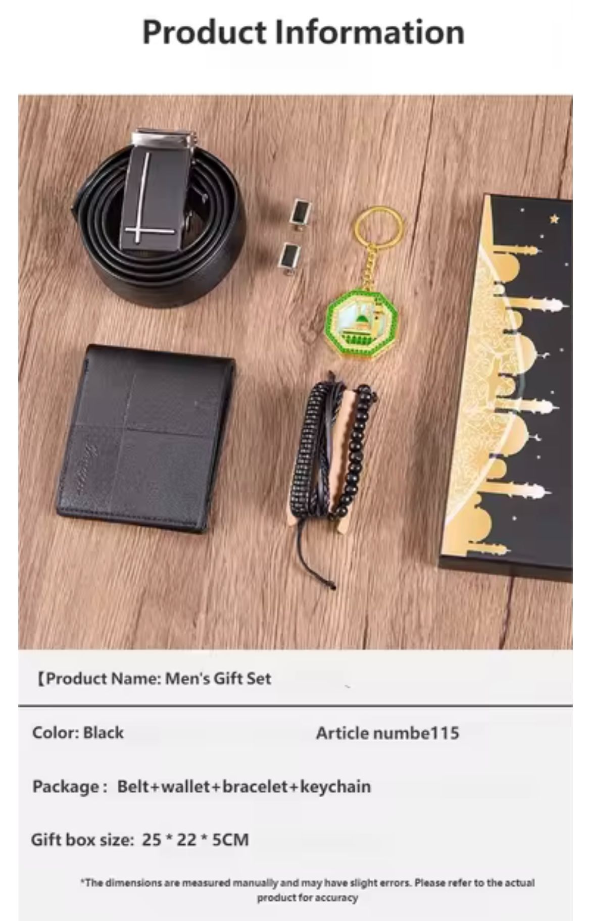 2026 Trading Products Luxury Business Watch Black Gift Set Mens PU Leather Wallet and Belt Father's Day Gift Set with Keychain