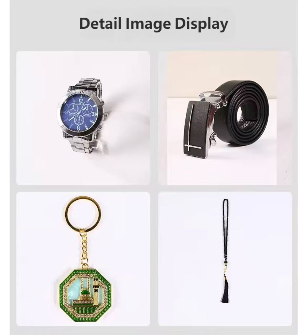 2026 Trading Products Luxury Business Watch Black Gift Set Mens PU Leather Wallet and Belt Father's Day Gift Set with Keychain