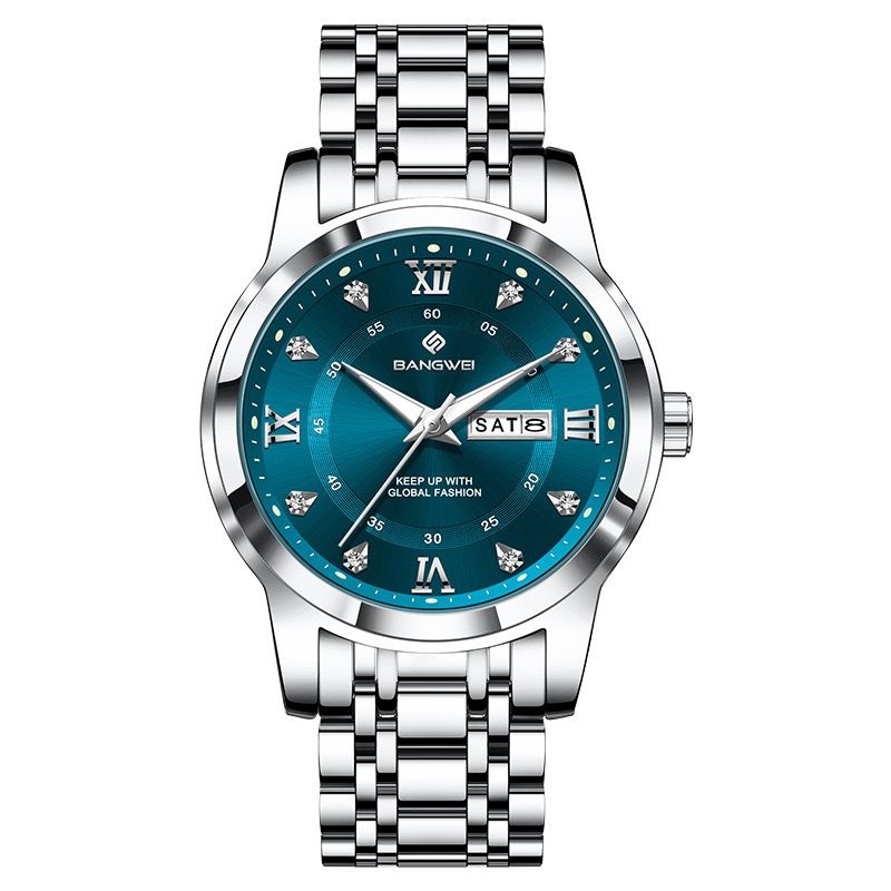 LIGE BW8836 41mm Dial Watch for Men Date Week Luxury Diamond Quartz Luminous Stainless Steel Waterproof WristWatch Gift for Male