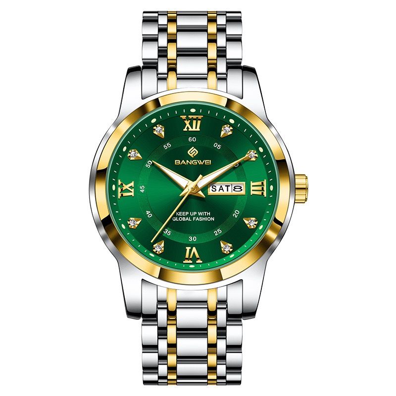 LIGE BW8836 41mm Dial Watch for Men Date Week Luxury Diamond Quartz Luminous Stainless Steel Waterproof WristWatch Gift for Male