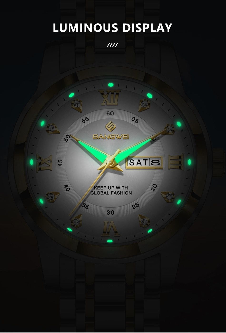 LIGE BW8836 41mm Dial Watch for Men Date Week Luxury Diamond Quartz Luminous Stainless Steel Waterproof WristWatch Gift for Male