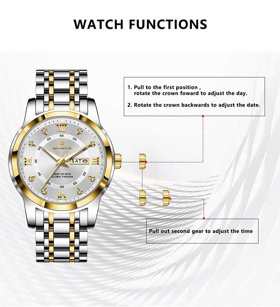 LIGE BW8836 41mm Dial Watch for Men Date Week Luxury Diamond Quartz Luminous Stainless Steel Waterproof WristWatch Gift for Male