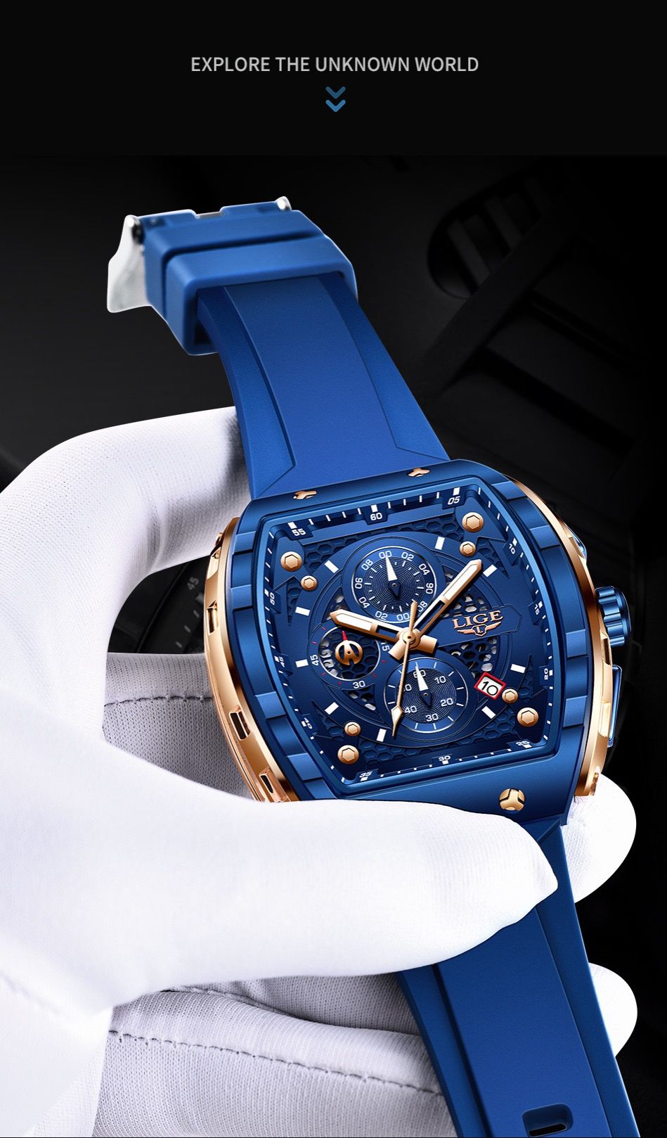 Lige Lg89148 Special Men'S Sports Quartz Watch Multifunctional Luminous Waterproof Calendar Six-Pin Business Quartz Watch