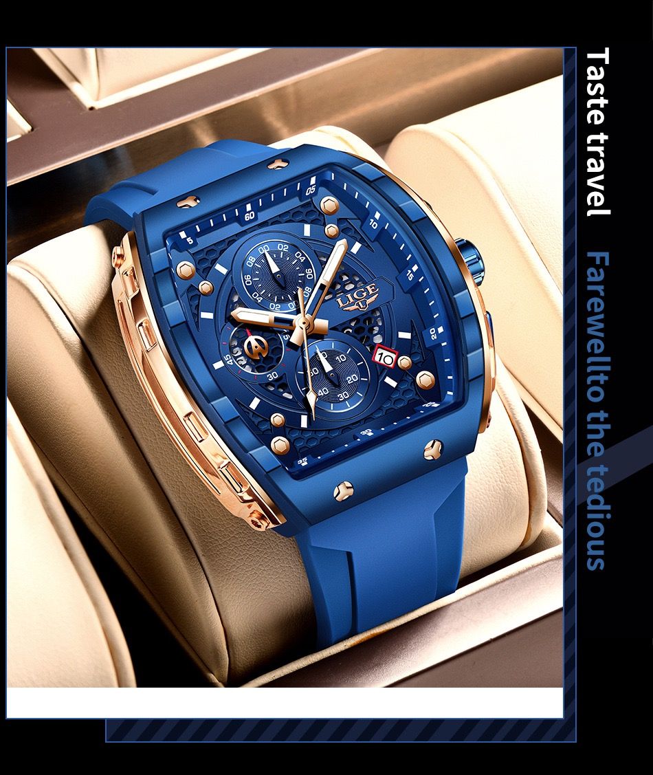 Lige Lg89148 Special Men'S Sports Quartz Watch Multifunctional Luminous Waterproof Calendar Six-Pin Business Quartz Watch