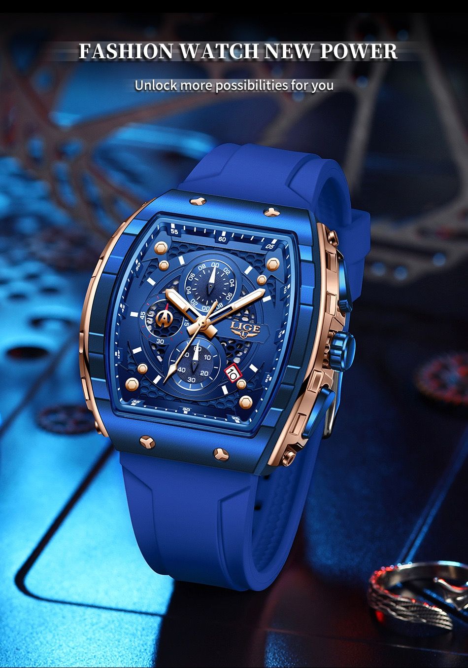 Lige Lg89148 Special Men'S Sports Quartz Watch Multifunctional Luminous Waterproof Calendar Six-Pin Business Quartz Watch