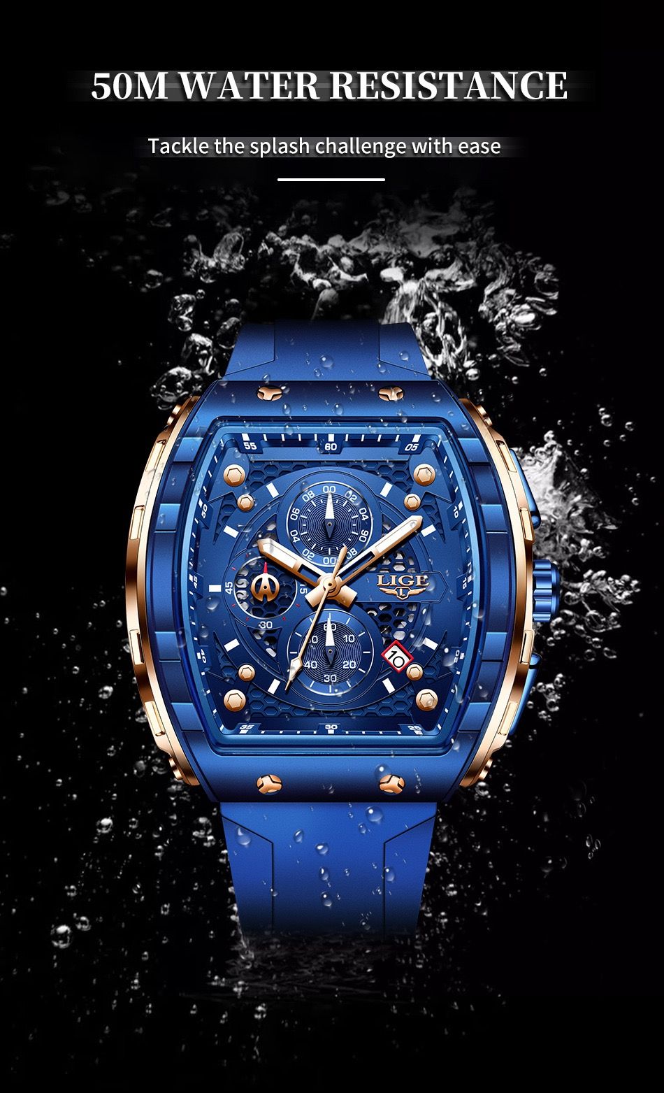 Lige Lg89148 Special Men'S Sports Quartz Watch Multifunctional Luminous Waterproof Calendar Six-Pin Business Quartz Watch