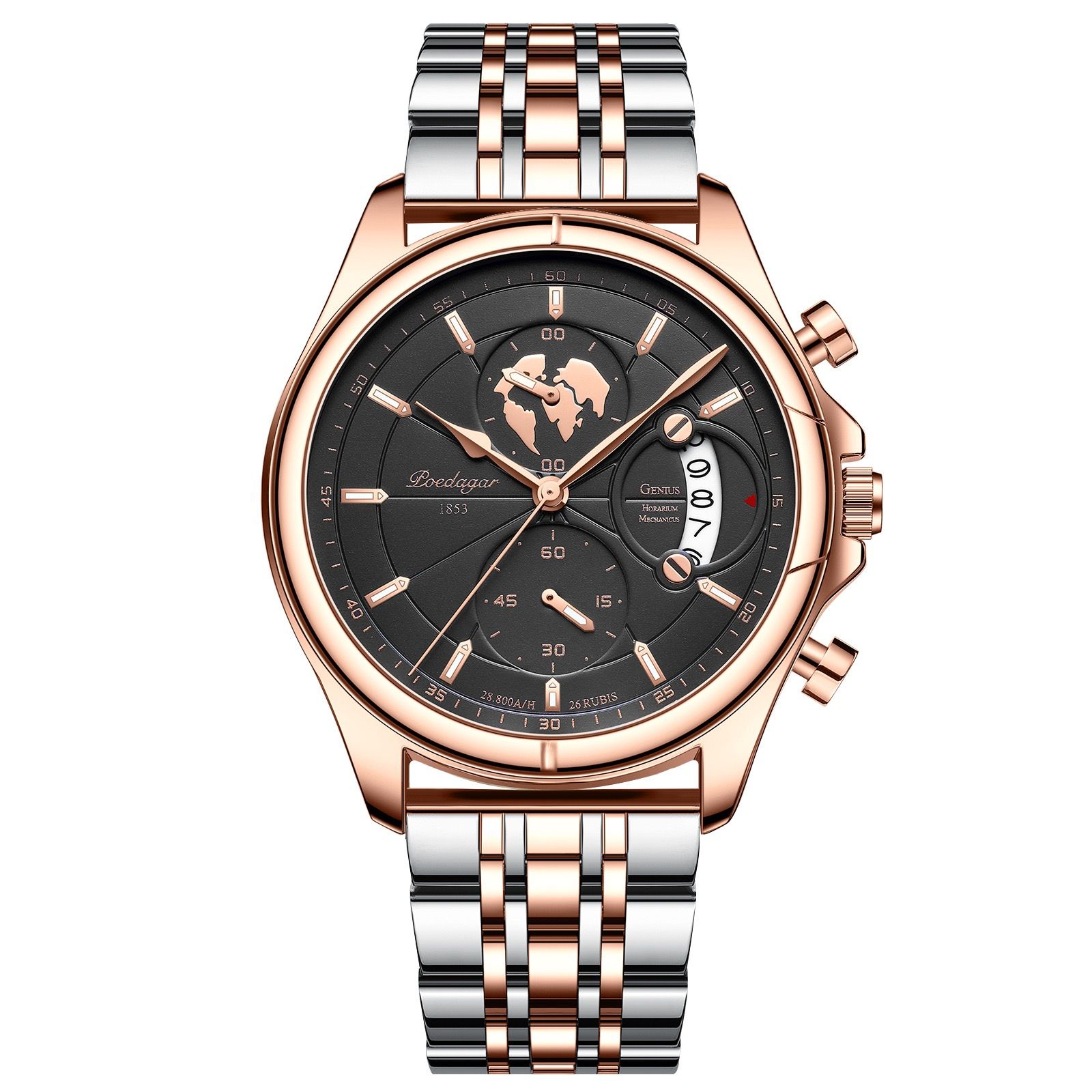 Poedagar 989  Top High Quality Watch for Men Classic Stainless Steel Mens Watch Waterproof Luminous Quartz Watches