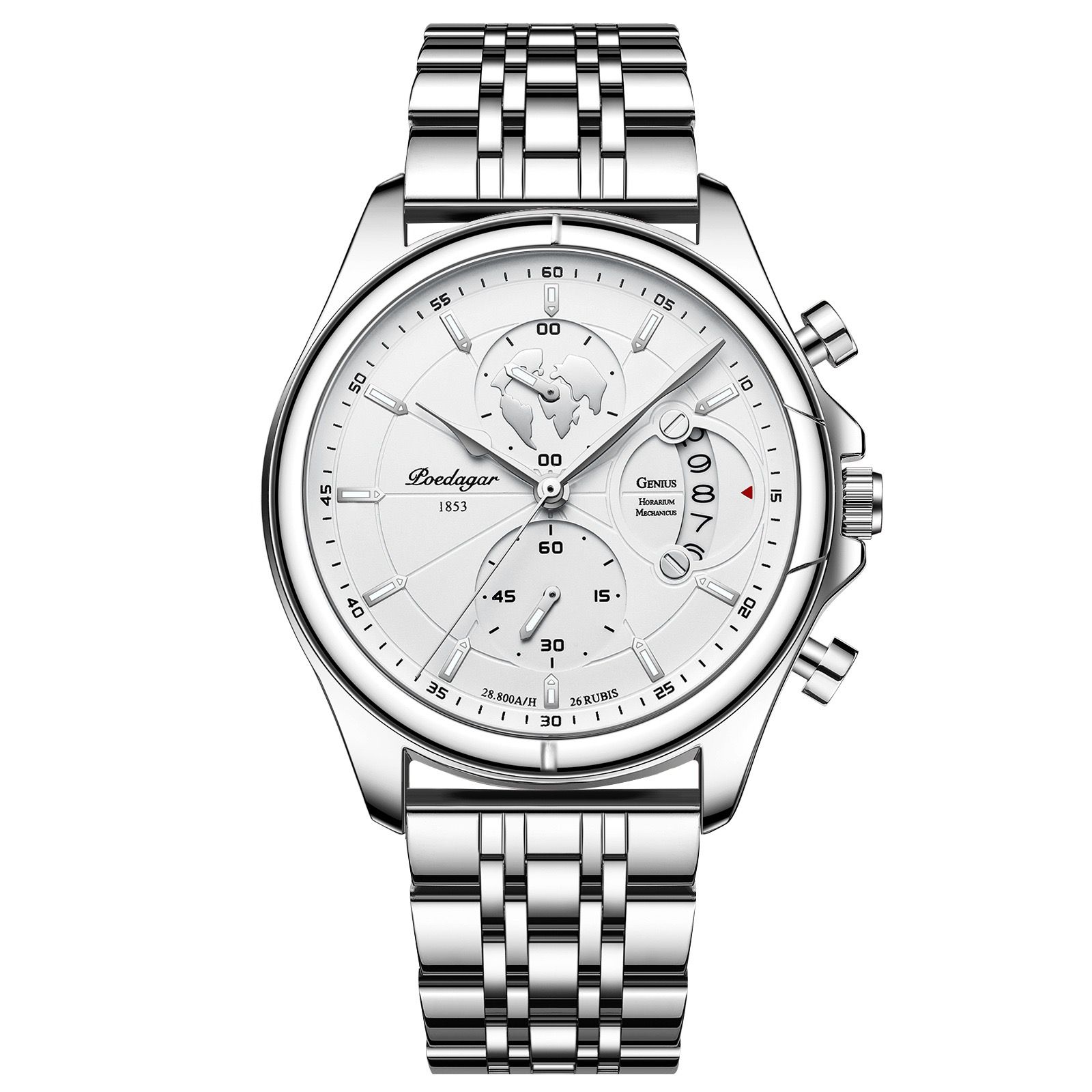 Poedagar 989  Top High Quality Watch for Men Classic Stainless Steel Mens Watch Waterproof Luminous Quartz Watches
