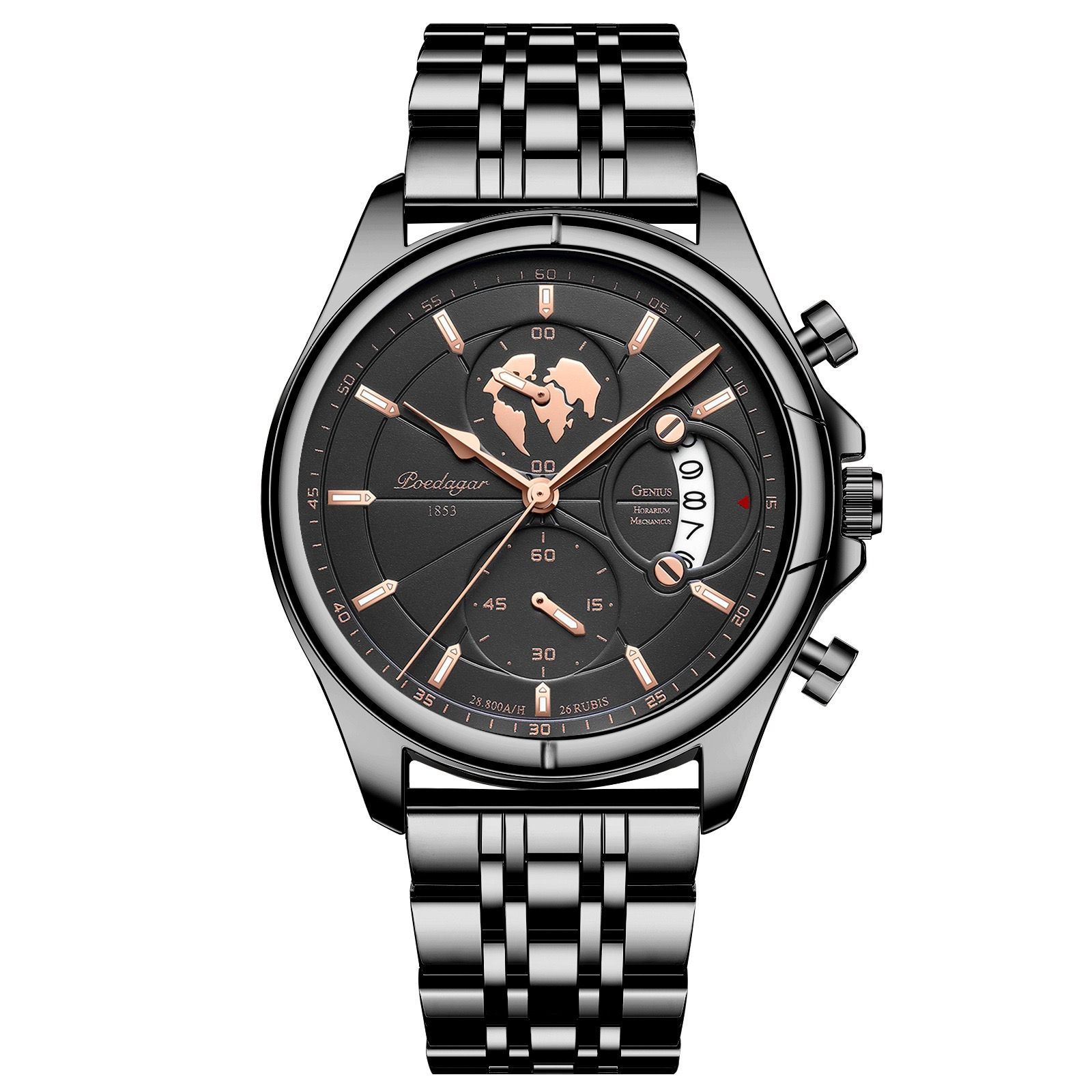 Poedagar 989  Top High Quality Watch for Men Classic Stainless Steel Mens Watch Waterproof Luminous Quartz Watches