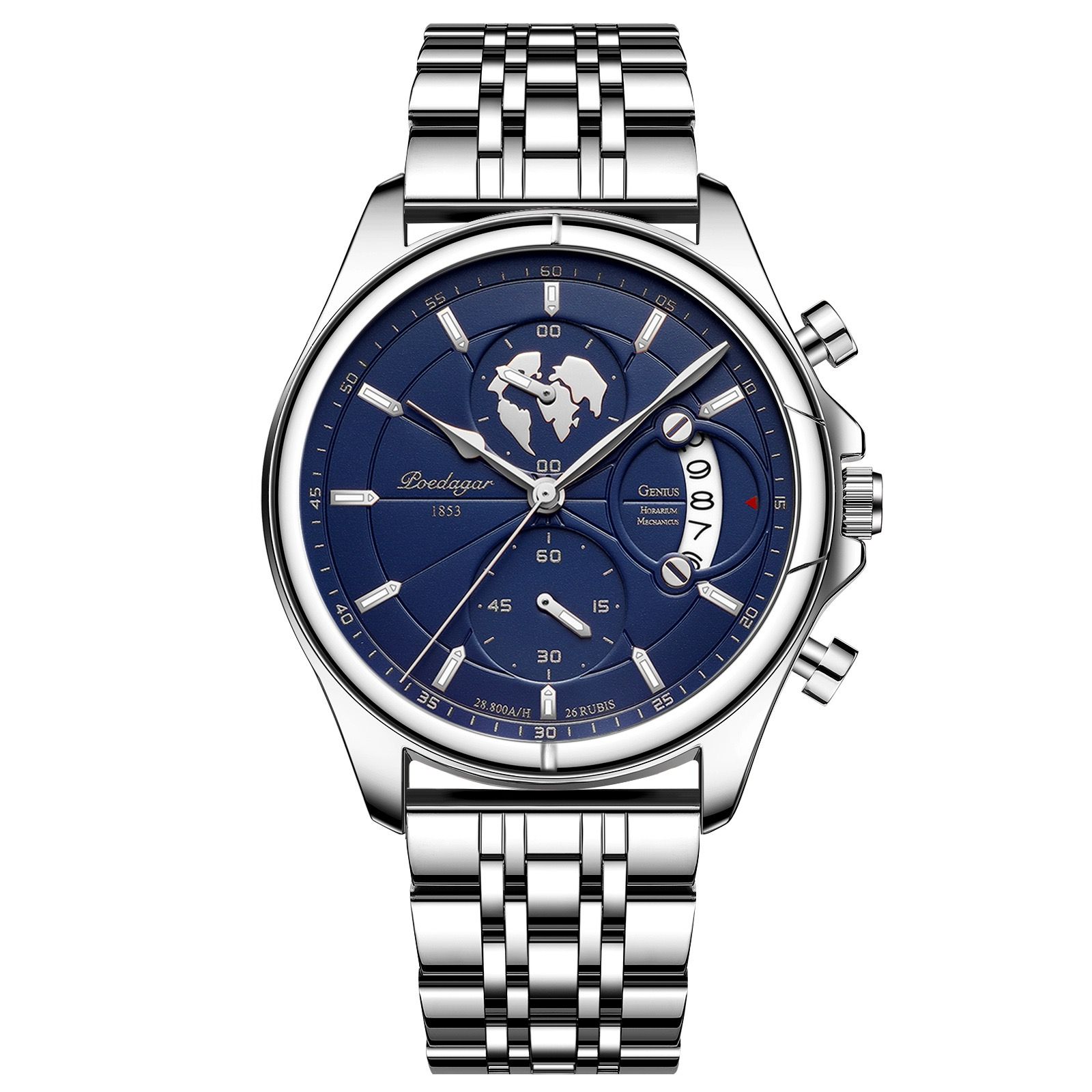 Poedagar 989  Top High Quality Watch for Men Classic Stainless Steel Mens Watch Waterproof Luminous Quartz Watches