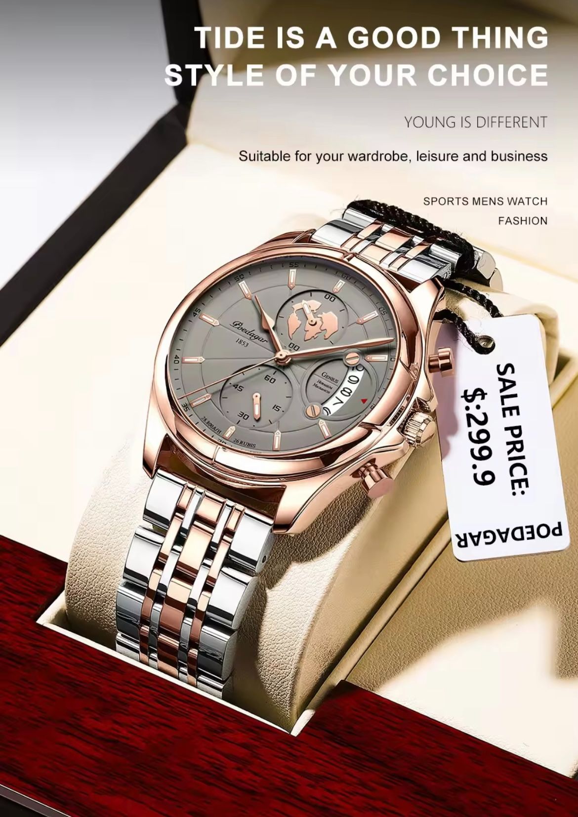Poedagar 989  Top High Quality Watch for Men Classic Stainless Steel Mens Watch Waterproof Luminous Quartz Watches