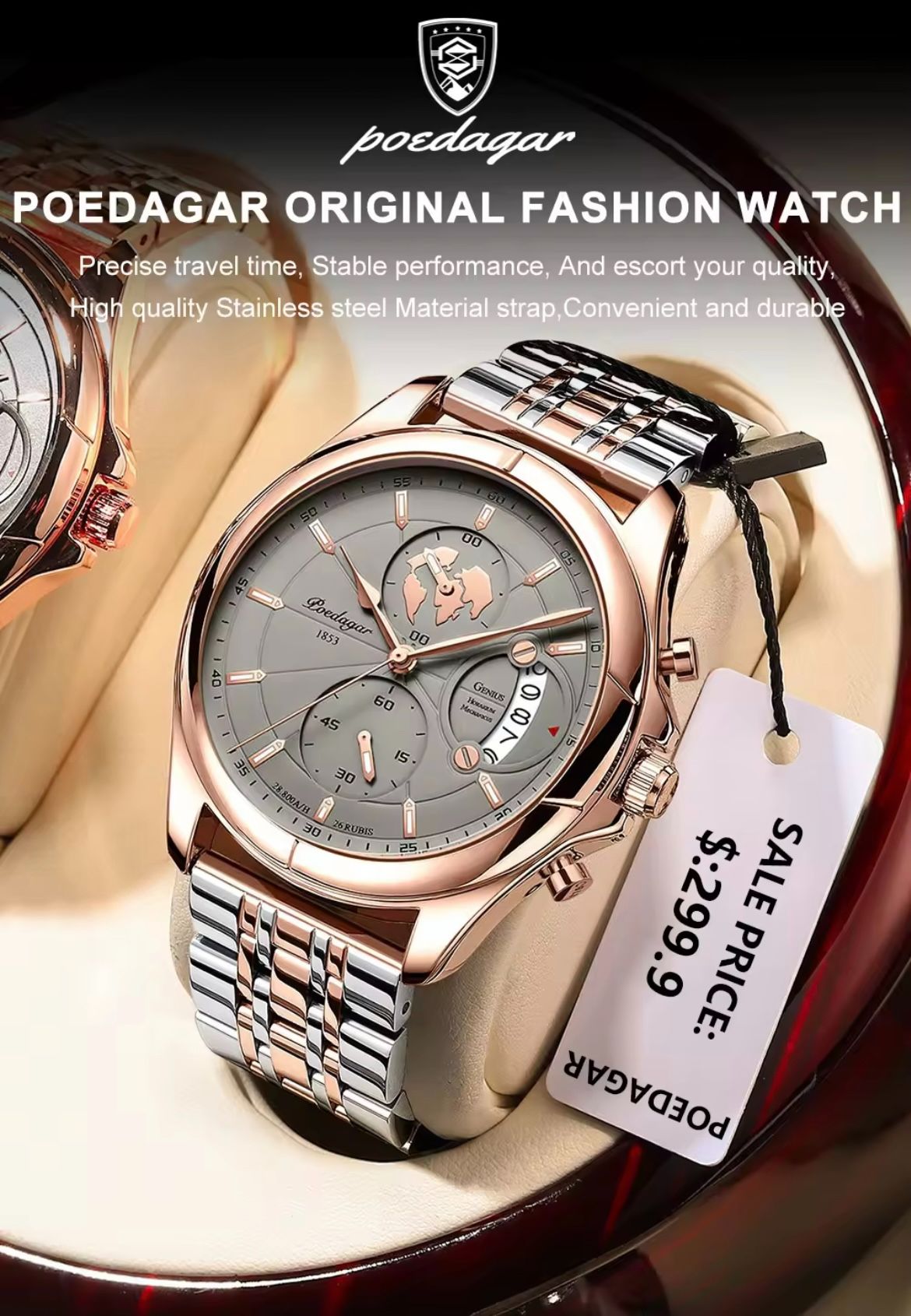 Poedagar 989  Top High Quality Watch for Men Classic Stainless Steel Mens Watch Waterproof Luminous Quartz Watches